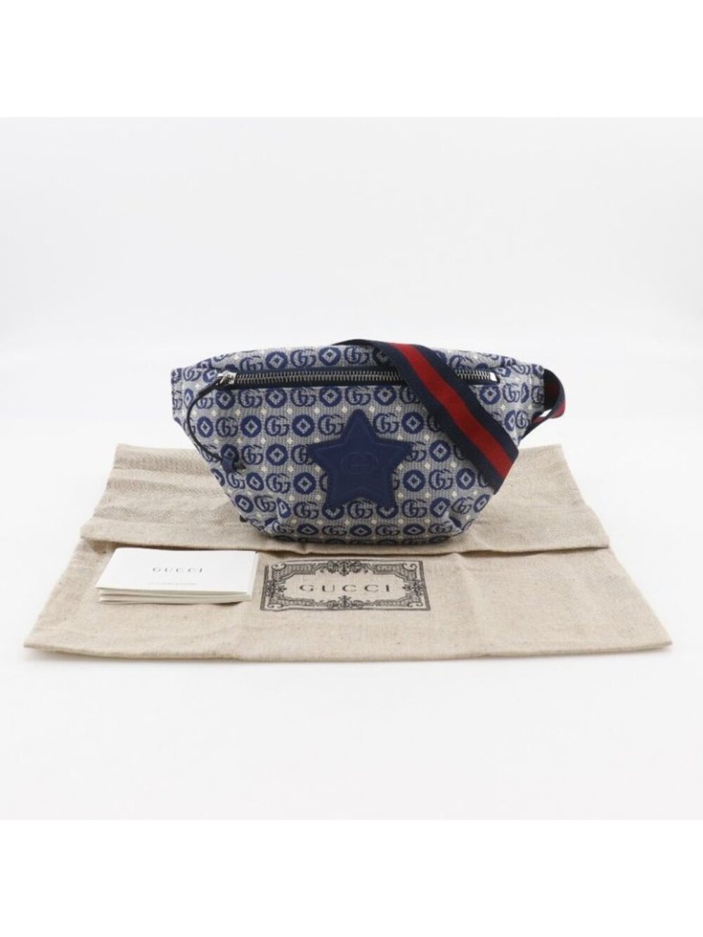 Gucci Star Children's Double Geometric Canvas Blue Kids Waist Bag - Picture 8 of 8